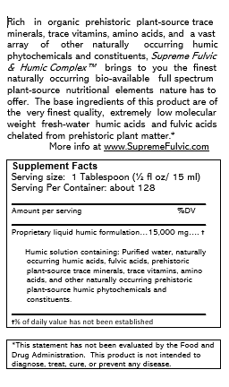 SPECIAL! BUY TWO 64 fl ozs. Supreme Fulvic & Humic Complex & SAVE – GLASS Amber – Jug Style H